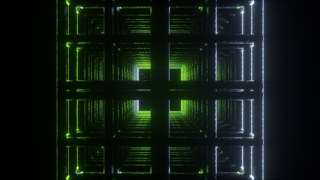 3D grid, digital render